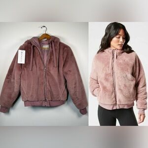 Athleta Ritual Jacket Coat Soft Plush Dogwood Mauve XS